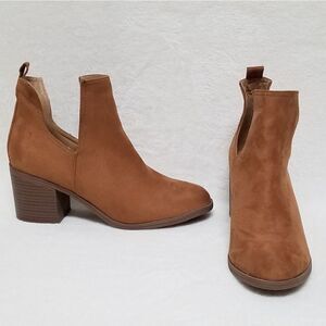 JOLIMALL Chesnut Brown Cut Out Heeled Booties 10